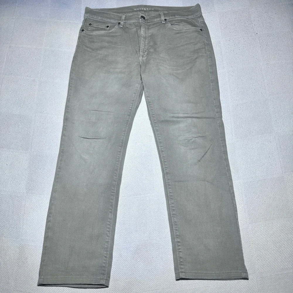 Mott & Bow Mercer Jeans Mens 33x28* Straight Slim Fit Stretch Denim Grey Wash